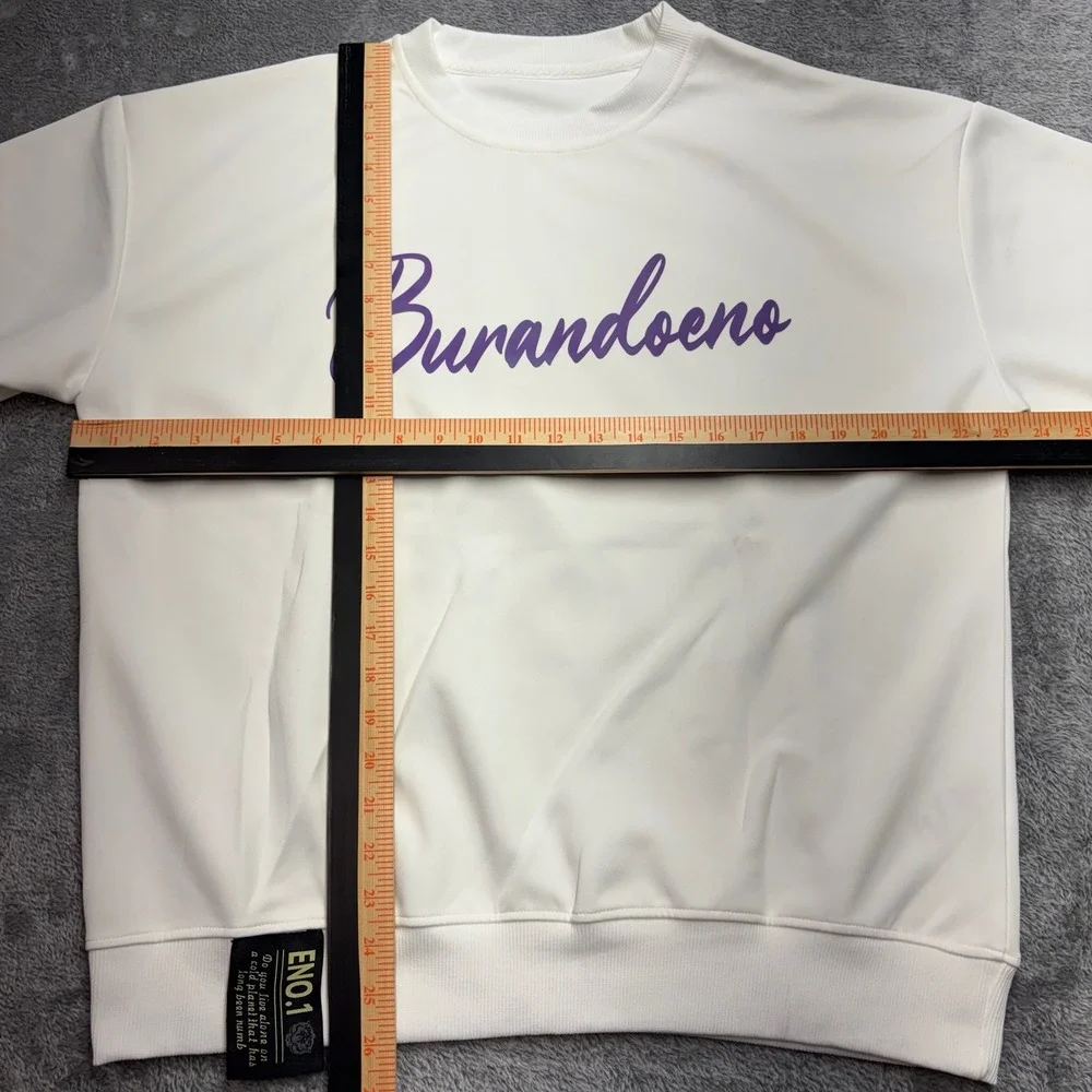 Burandoeno Sweatshirt Mens Size M White Purple Script Logo Excellent Streetwear‎